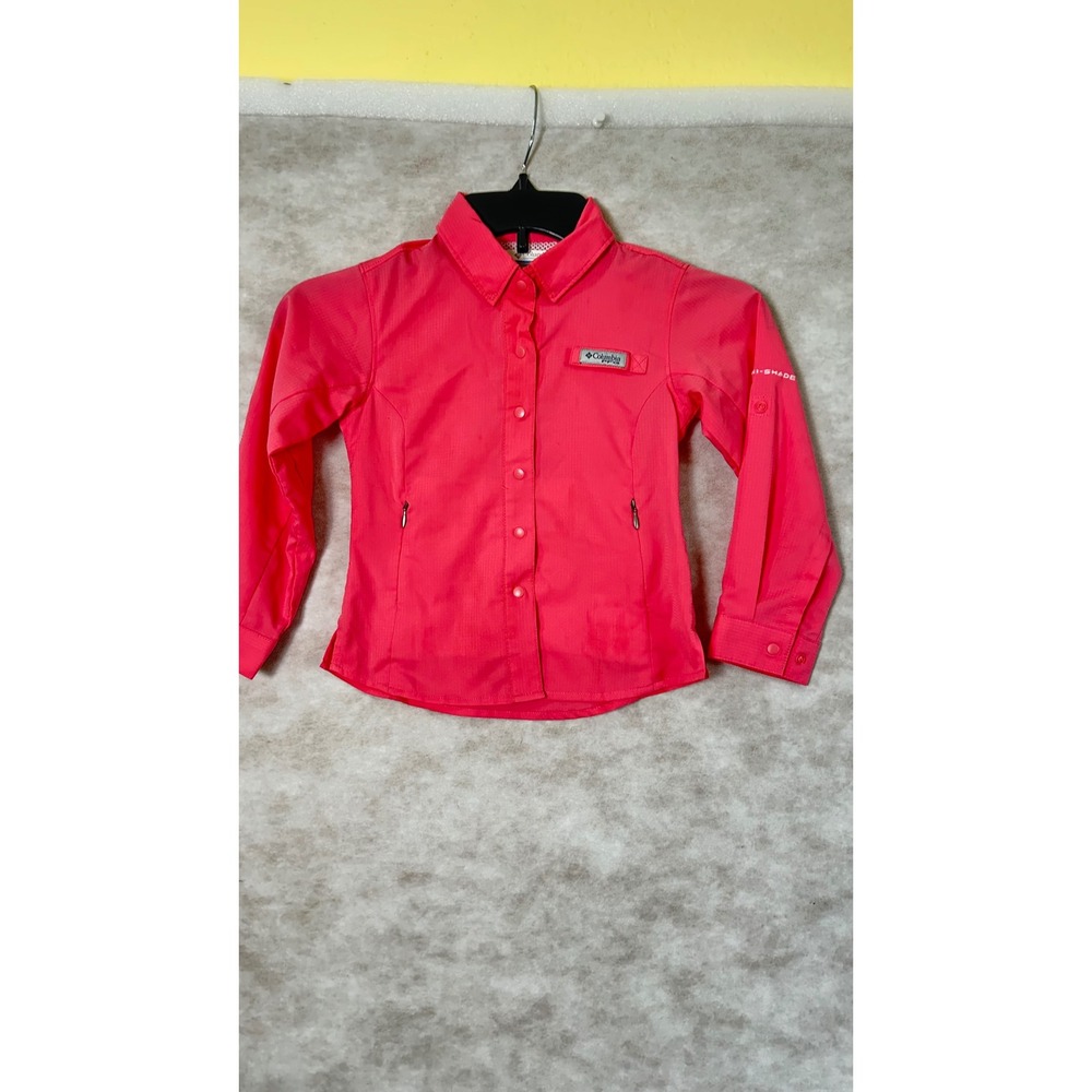 Columbia PFG Bahama Pink Long Sleeve Fishing Shirt Kids XXS 4/5 Omni-Shade UPF